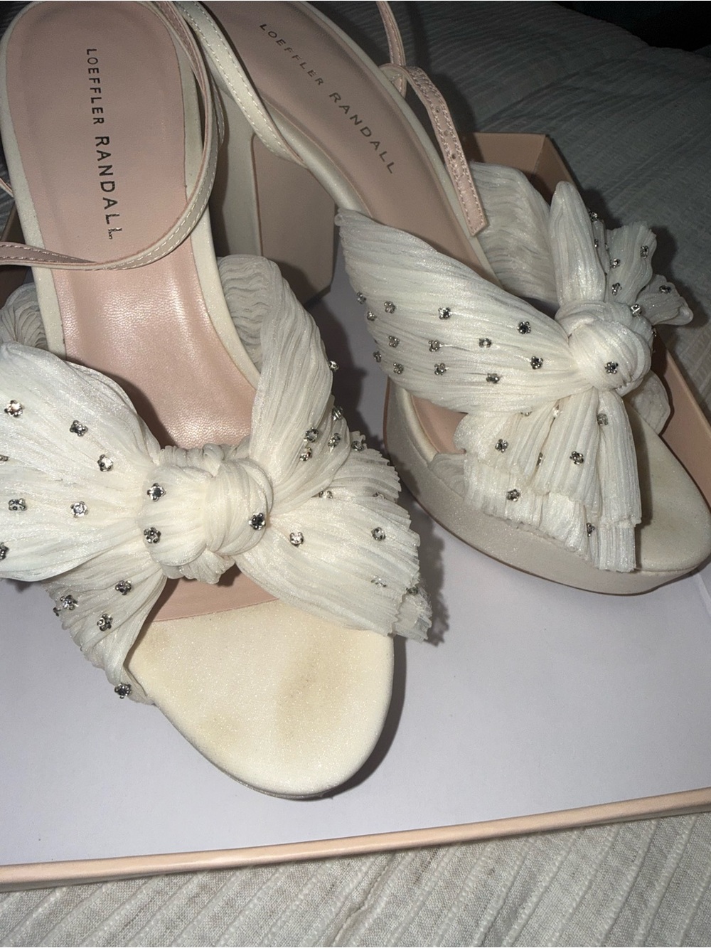 Loeffler Randall Natalia White Rhinestone Heel Size 9 - Picture 2 of 14